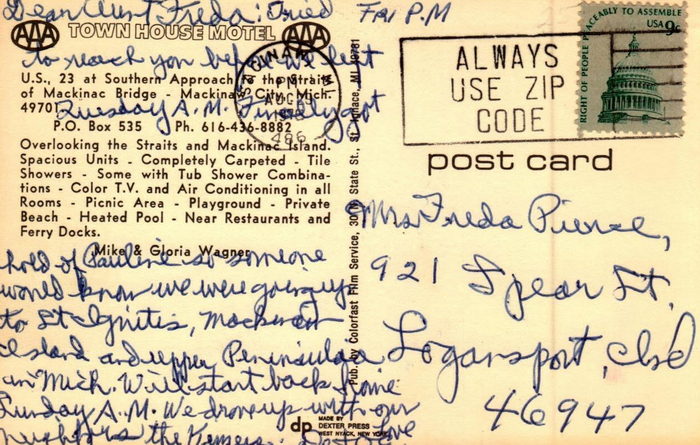 Town House Motel (Quality Inn) - Old Postcard (newer photo)